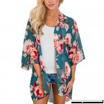 Women Summer New Floral Chiffon Kimono Cardigan Sun Protection Beach Bikini Cover Ups Blouse Tops Green B07CNTMJJ8